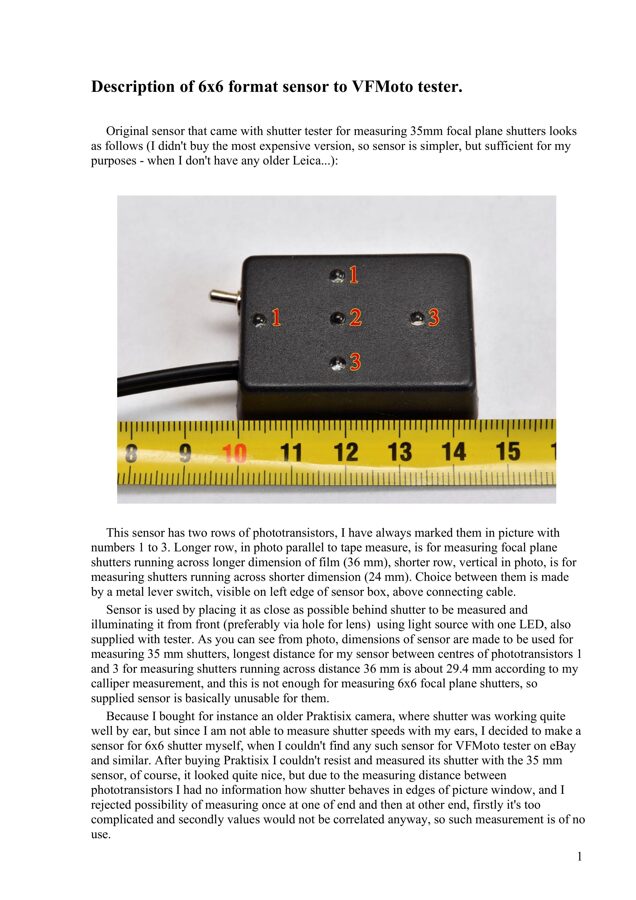 Description of building sensor and lighting 6x6 NUF to VFMoto 1 page