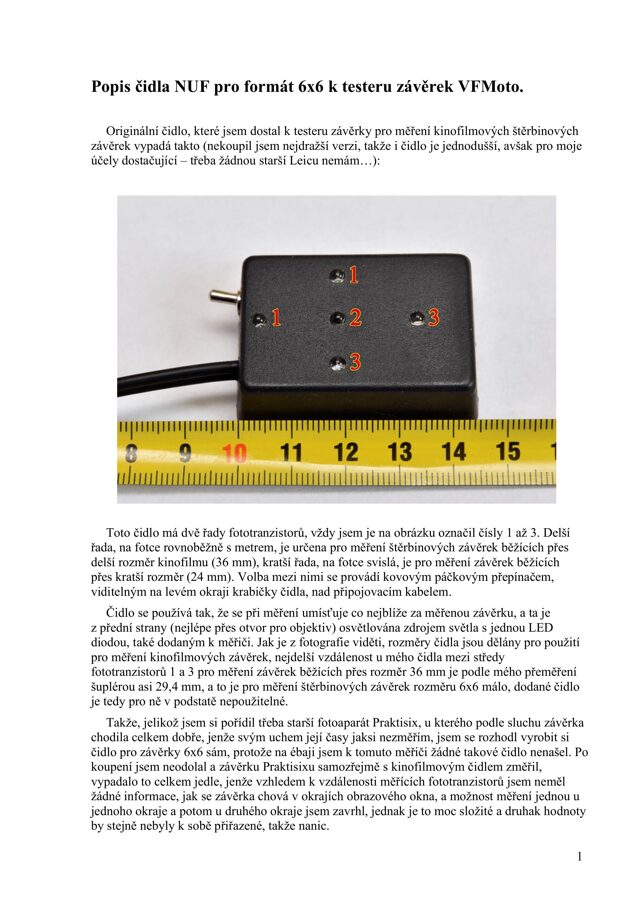 Popis výroby čidla a osvětlení 6x6 NUF k VFMoto 1. strana