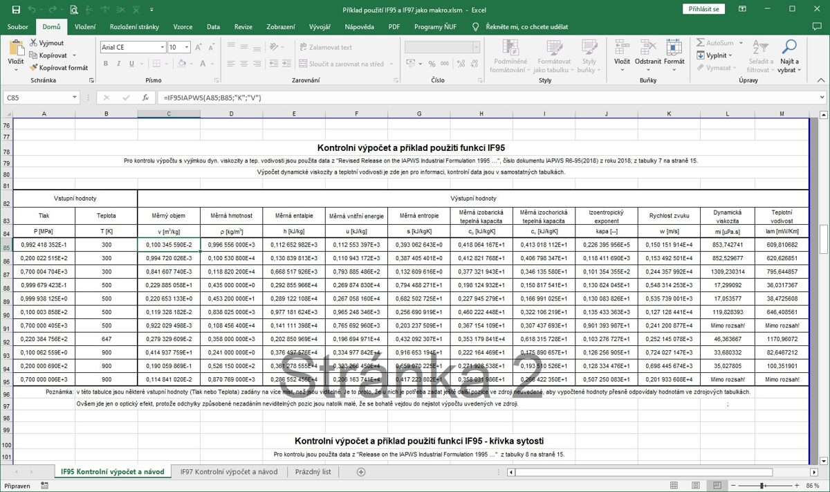 Kontrolní výpočet podle IF 95 v Ekscélu